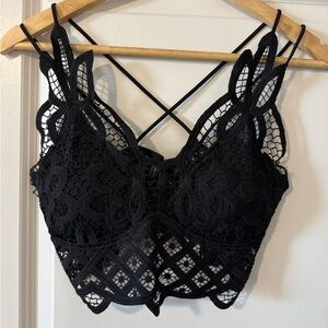 SHEIN Black Lace Bralette with Crisscross Back Straps